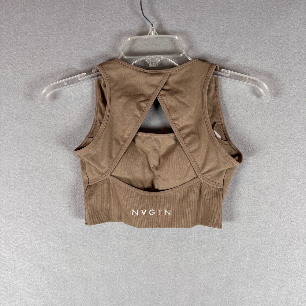 NVGTN Women's Small Brown Cutout Back Crop Tank Top Seamless
